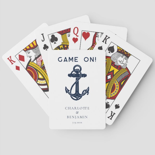 Jeu De Cartes Ancre nautique Mariage personnalisé (dos)