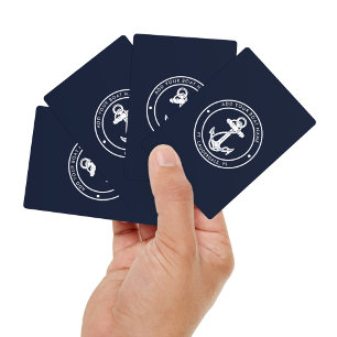 Jeu De Cartes Ancre nautique Nom du bateau bleu marine Personnal
