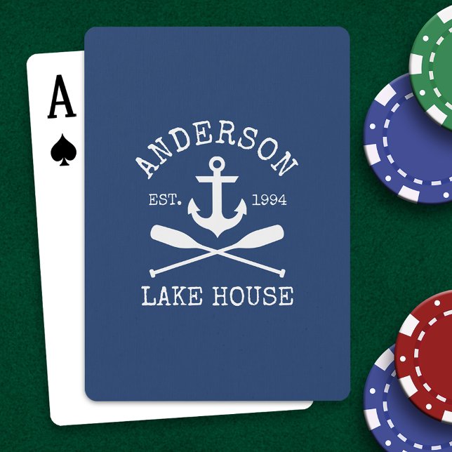 Jeu De Cartes Ancre nautique Oars Marine Blue Family Lake House (Customize to change background color.)