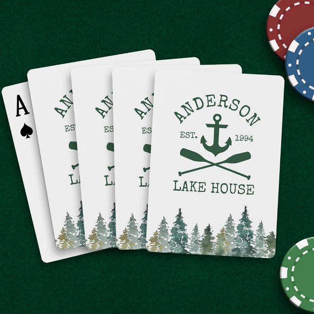 Jeu De Cartes Ancre nautique Oars Pines Family Lake House (Customize to change text size, color or style.)