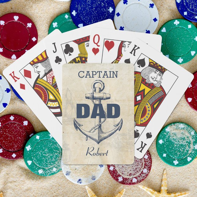Jeu De Cartes Ancre nautique personnalisée Capitaine Papa (Créateur téléchargé)