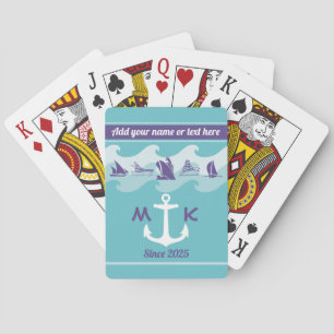 Jeu De Cartes Ancre Vagues Nautique Bateau Yacht Monogramme