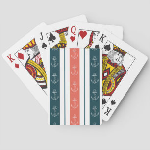 Jeu De Cartes Ancre Vintage nautique sur le Motif des rayures