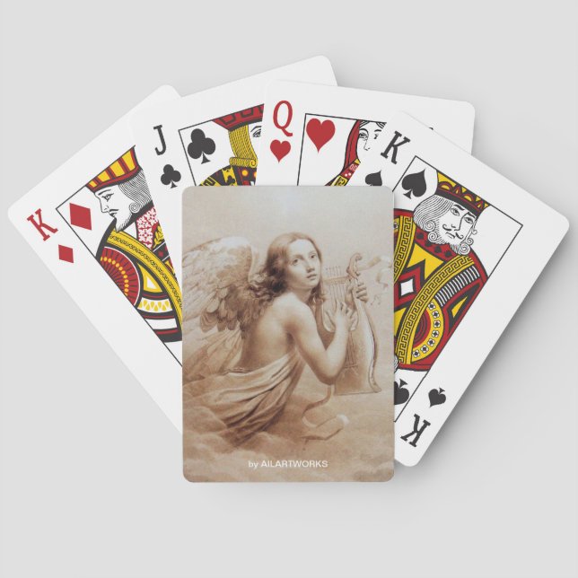 Jeu De Cartes ANGE JOUER LYRA SUR LA sépia DES NUAGES (dos)