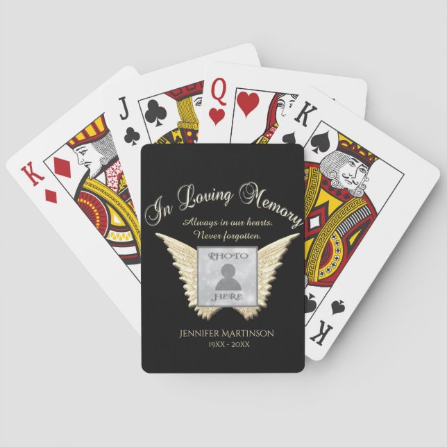 Jeu De Cartes Ange mémorial personnalisé ailes ajouter photo (dos)