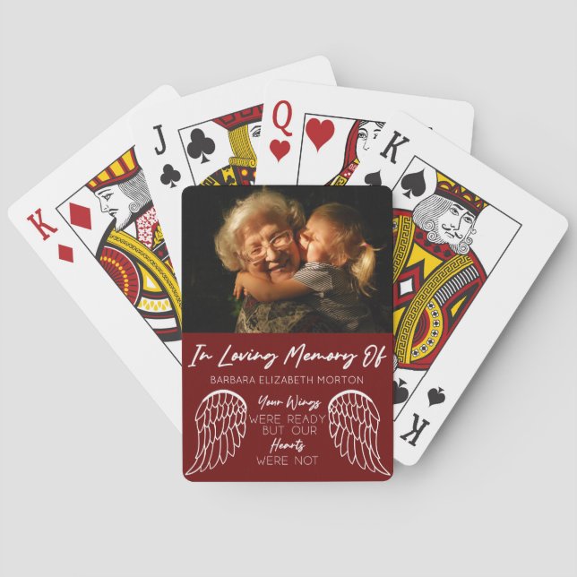 Jeu De Cartes Angel Wings Bourgogne Photo personnalisée Cadeau (dos)
