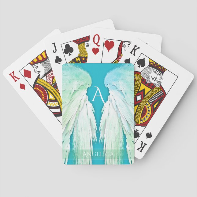 Jeu De Cartes ANGEL WINGS Monogramme Nom Fresh Ombre (dos)