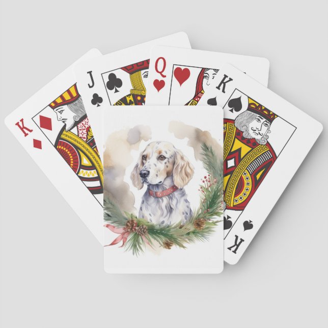 Jeu De Cartes Anglais Setter Christmas Wreath Festive Pup (dos)