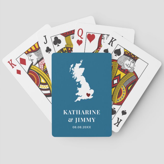 Jeu De Cartes Angleterre Mariage Favor Deck of Cards, UK Map (dos)