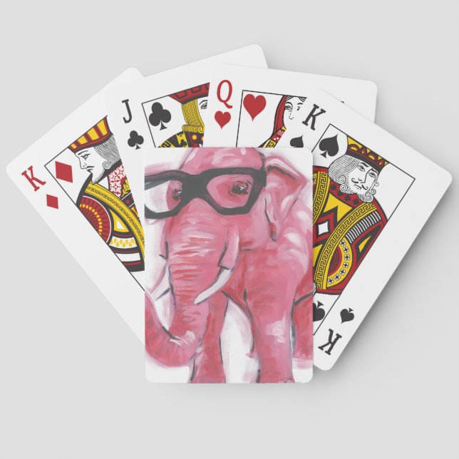 Jeu De Cartes Animal Dapper | Eléphant Rose Dans Les Lunettes De (dos)