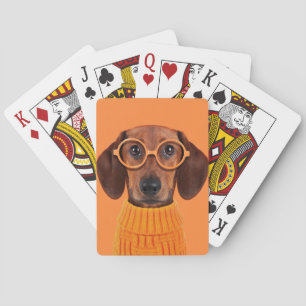 Jeu De Cartes Animaux de bébés cutest Chandail orange Dachshun