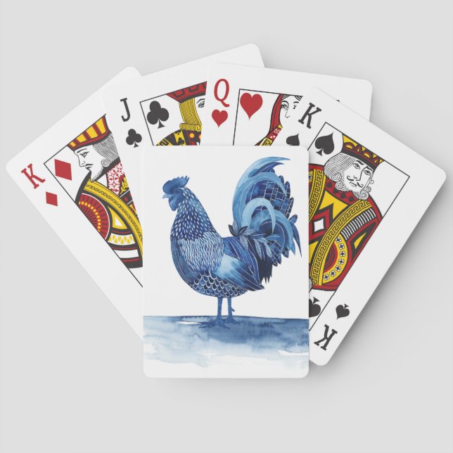 Jeu De Cartes Animaux de ferme bleu Cobalt - Coq (dos)