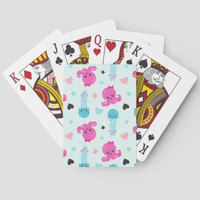 Jeu De Cartes Animaux de mer, Vie de mer, poulpe, méduses, Coeur (dos)