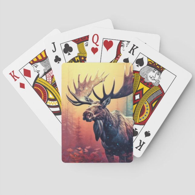 Jeu De Cartes Animaux d'orignal Wilderness Mur Art coloré (dos)