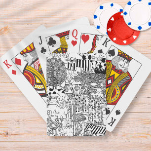 Jeu De Cartes Animaux sauvages dessinés à la main en noir et bla