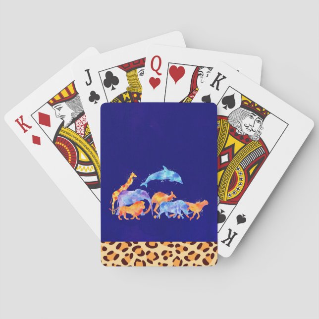 Jeu De Cartes Animaux sauvages qui courent ensemble aquarelle co (dos)