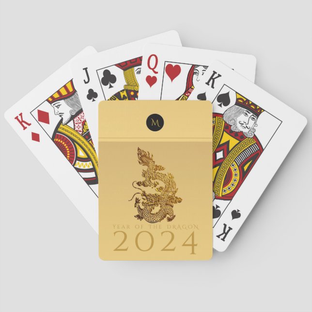Jeu De Cartes Année Dragon Chinoise 2024 Élégants PC Monogrammes (dos)