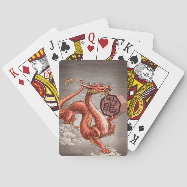 Jeu De Cartes Année du Dragon Zodiac chinois Art (dos)