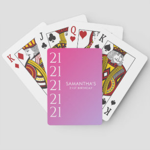 Jeu De Cartes Anniversaire 21 Ans Dégradé Rose Gras Moderne Tend