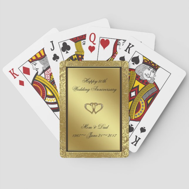 Jeu De Cartes Anniversaire classique du Mariage d'or (dos)
