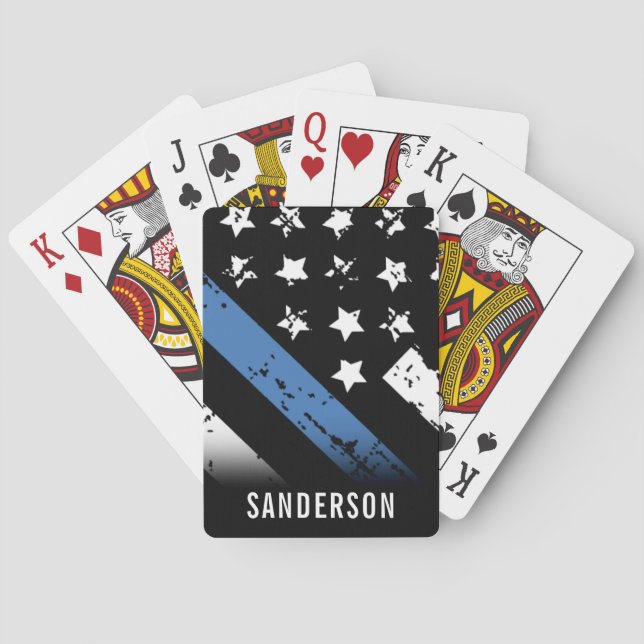 Jeu De Cartes Anniversaire de la retraite de la police Ligne ble (dos)