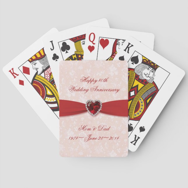 Jeu De Cartes Anniversaire de mariage doux de damassé (dos)