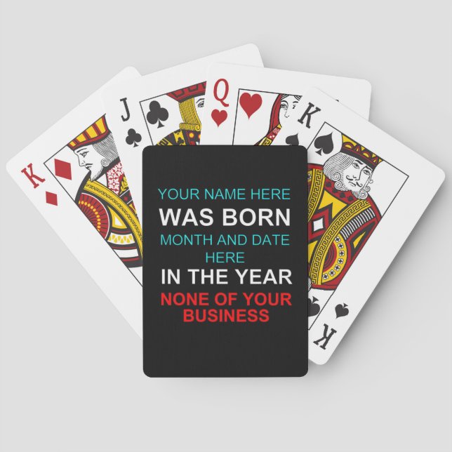Jeu De Cartes Anniversaire drôle (dos)