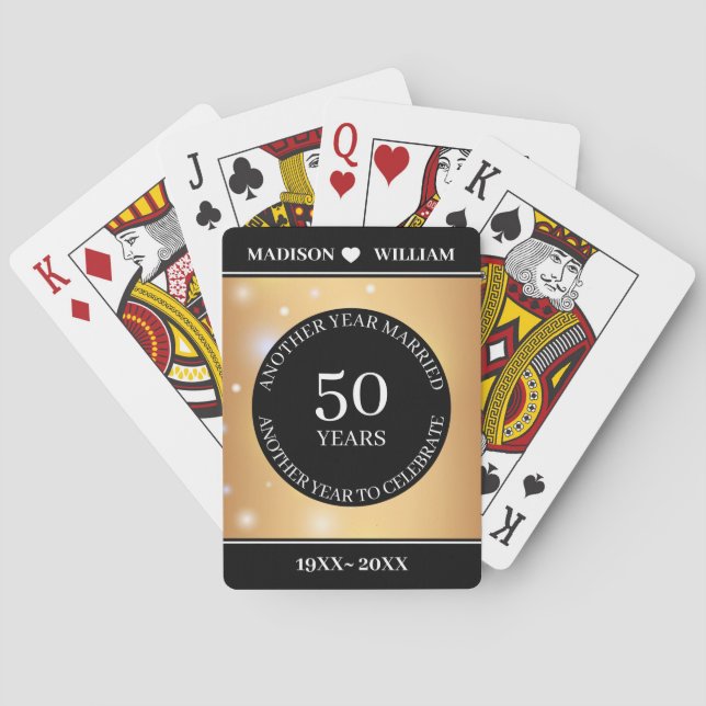 Jeu De Cartes Anniversaire du Mariage Arrière - plan doré (dos)