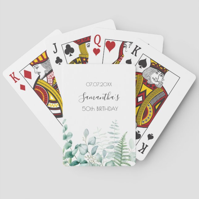 Jeu De Cartes Anniversaire eucalyptus vert nom fougères de bois (dos)
