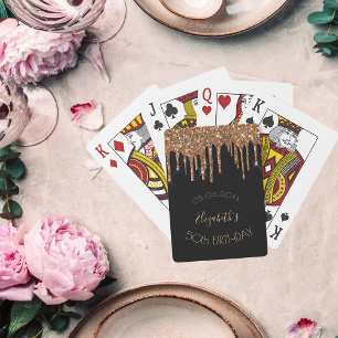 Jeu De Cartes Anniversaire noir parties scintillant or gouttes m
