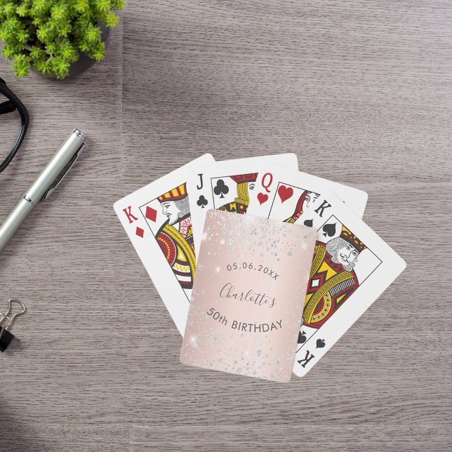 Jeu De Cartes Anniversaire rose or argent parties scintillant no (Créateur téléchargé)