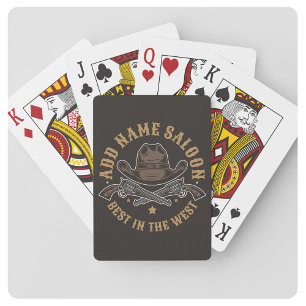 Jeu De Cartes Antique Cowboy Guns AJOUTER NOM Old Wild West Salo