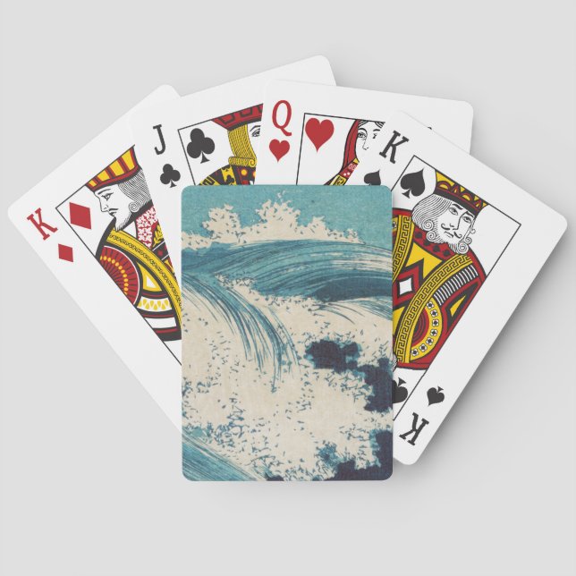 Jeu De Cartes Antique Japonais Bleu Vagues Océan Imprimer (dos)