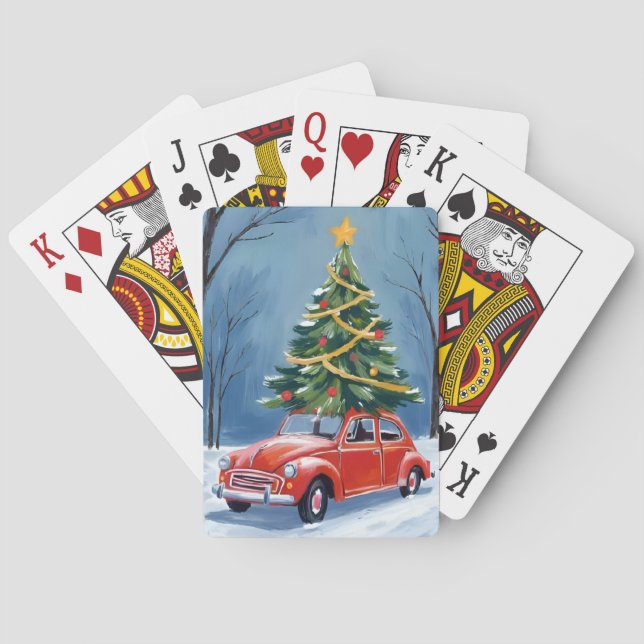 Jeu De Cartes Antique Red Car Christmas Tree (dos)