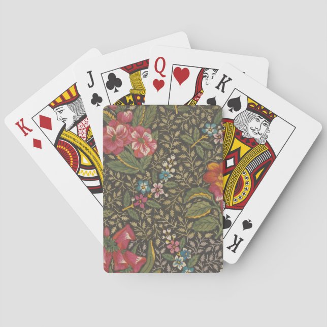 Jeu De Cartes Antique Toile de Jouy 1800 Branches florales (dos)