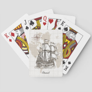 Jeu De Cartes Antique voilier avec nom