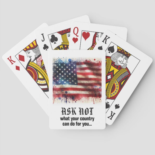Jeu De Cartes *** AP16 America Flag 4 quote JFK Ask Not (dos)