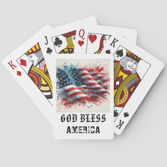 Jeu De Cartes *** AP16 Red White Blue American Flag Play 9 (dos)