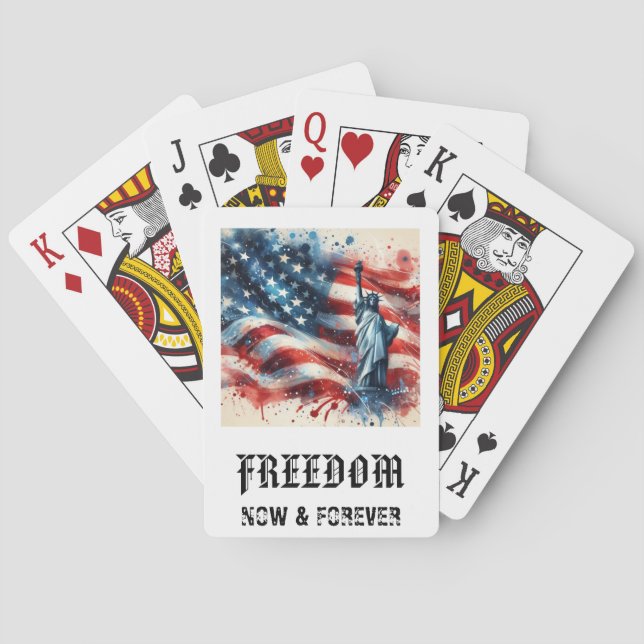 Jeu De Cartes *** AP16 STATEUE of LIBERTY 5 American Flag Play (dos)