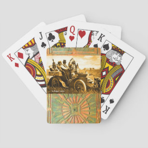 JEU DE CARTES APACHES ET GERONIMO CONDUISANT UNE VOITURE À MOTEU