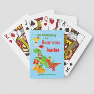Jeu De Cartes Appréciation de l'enseignant de Noël Enfants Dinos