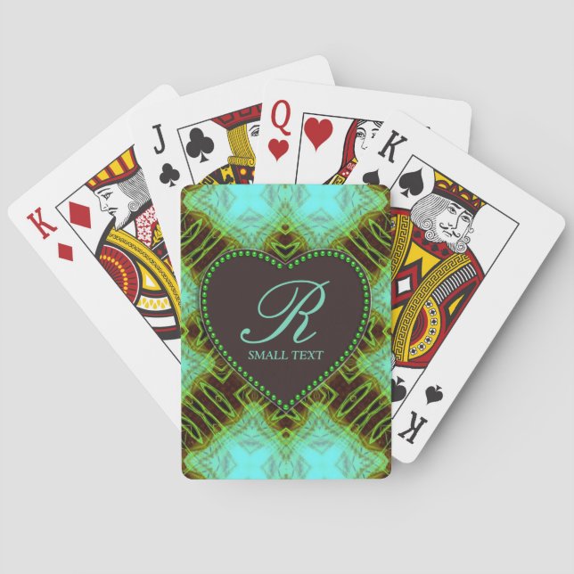 Jeu De Cartes Aqua Earthy Love Chocolate Monogramme Cartes cardi (dos)