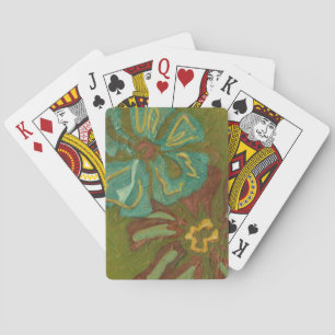 Jeu De Cartes Aqua et fleurs oranges brûlées sur l'arrière -