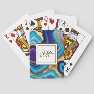 Jeu De Cartes Aqua Gold Blue Purple Veins Agate