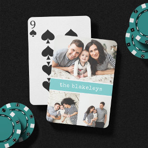 Jeu De Cartes Aqua   Nom de famille personnalisé 3 Collage photo