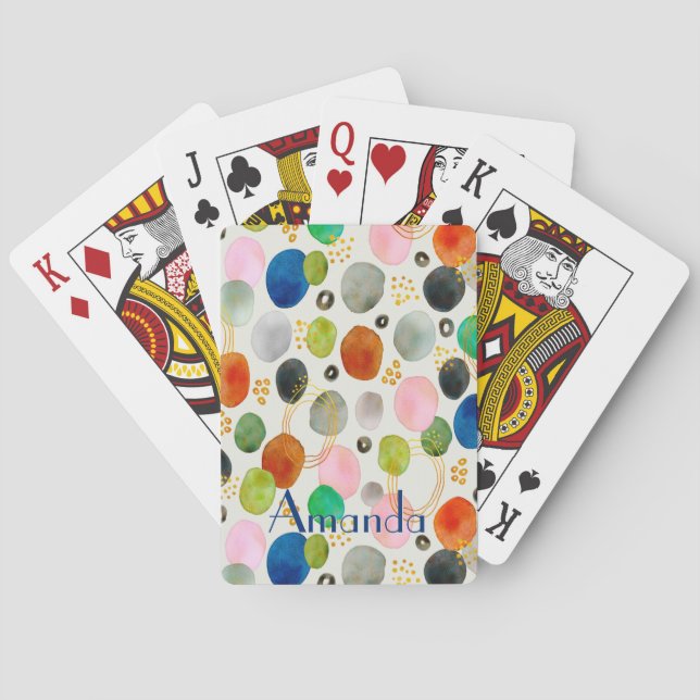 Jeu De Cartes Aquarelle Abstraite Pebble Gold Parties scintillan (dos)