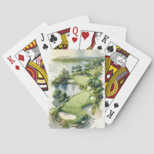 Jeu De Cartes Aquarelle artistique terrain de golf jouer aux car