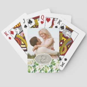 Jeu De Cartes Aquarelle blanche et feuille - Mariage