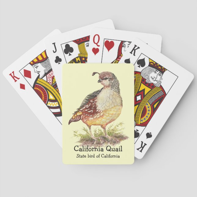 Jeu De Cartes Aquarelle California Quail State (dos)
