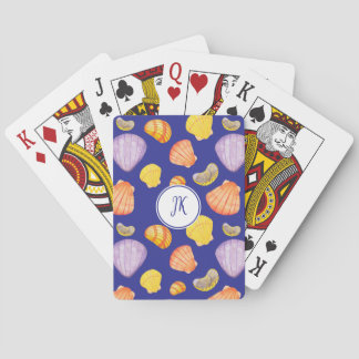 Jeu De Cartes Aquarelle Coquillages Monogramme Cartes de jeu